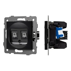 Изображение Двойная компьютерная розетка RJ-45 Cat.6 Arlight APO, черный 049853
