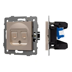 Изображение Двойная компьютерная розетка RJ-45 Cat.6 Arlight APO, золото светлое 049850